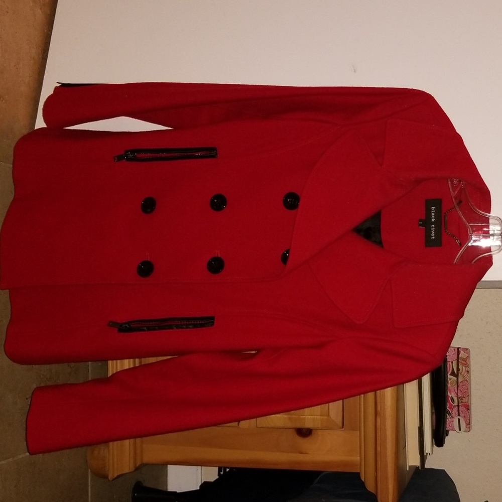 Red wool winter coat